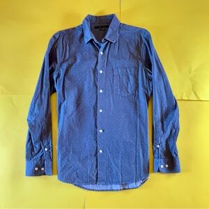 Perry Ellis Blue Tiny Polka Dotted Men's Slim Fit Button Down Shirt